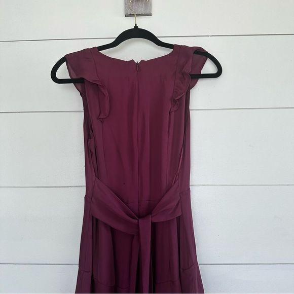 Parker Black Rosie Silk Maxi Ruffle Maroon Dress - Picture 13 of 13